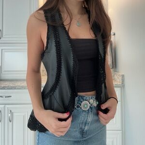 Vintage leather and suede vest